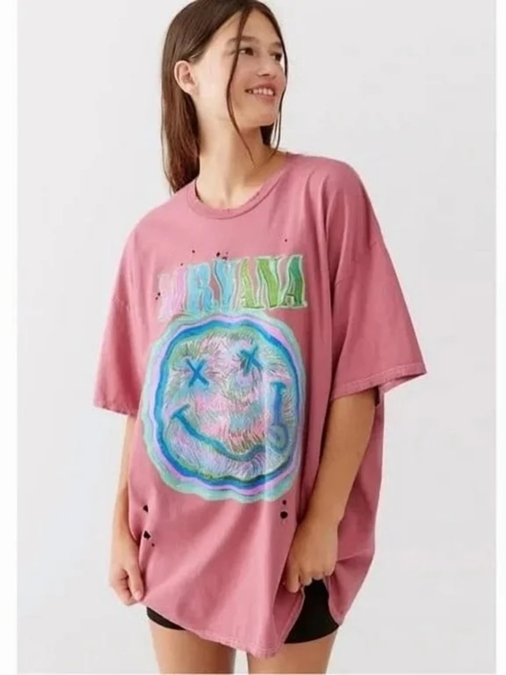 Urban Outfitters Pink Nirvana Graphic Short Sleeve Tee